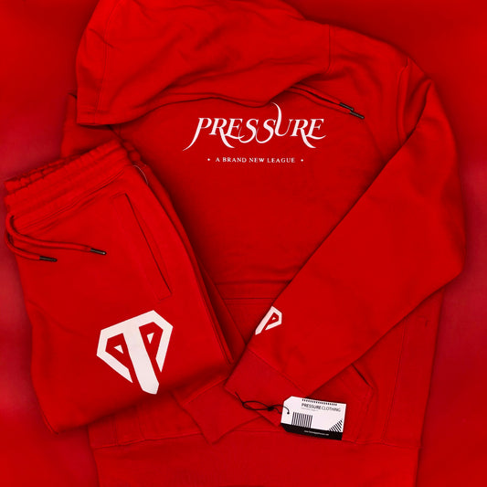 A Brand New League Sweatsuit in Red