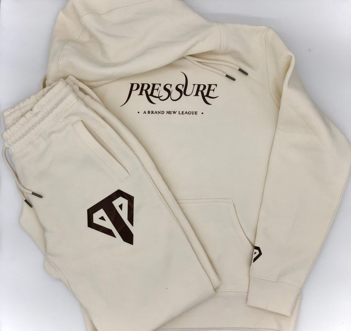 A Brand New League Sweatsuit in Natural White