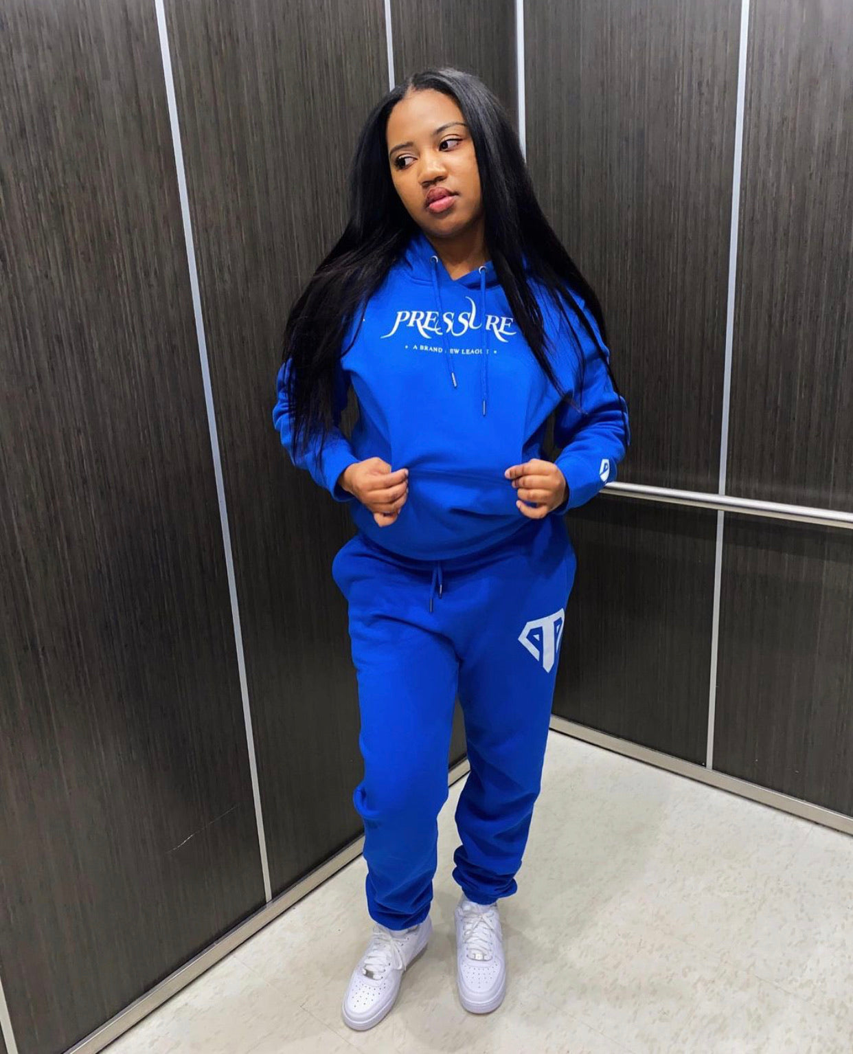 A Brand New League Sweatsuit in French Blue