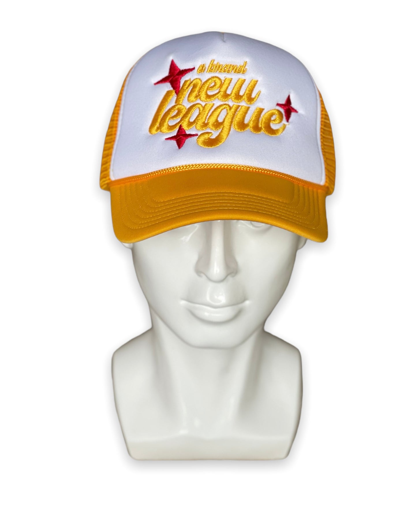 BNL Retro Trucker Hat in White/Yellow